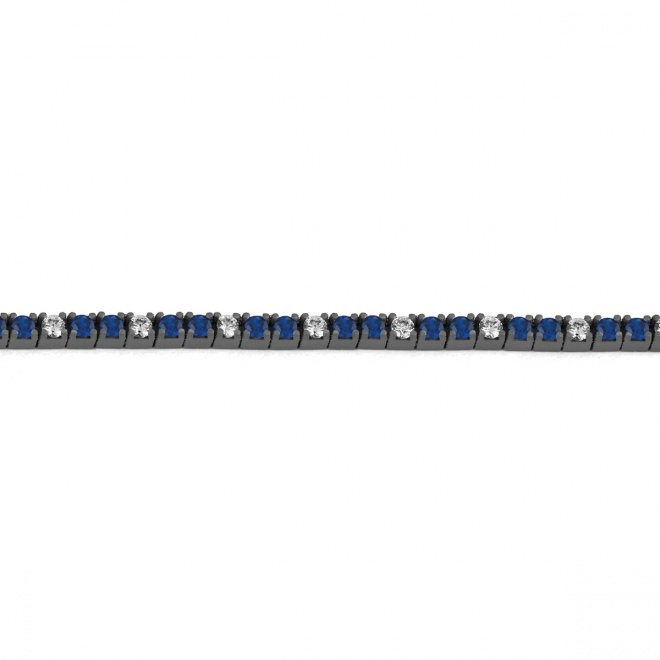 Pulsera Rivière de titanio con zafiro azul y diamantes