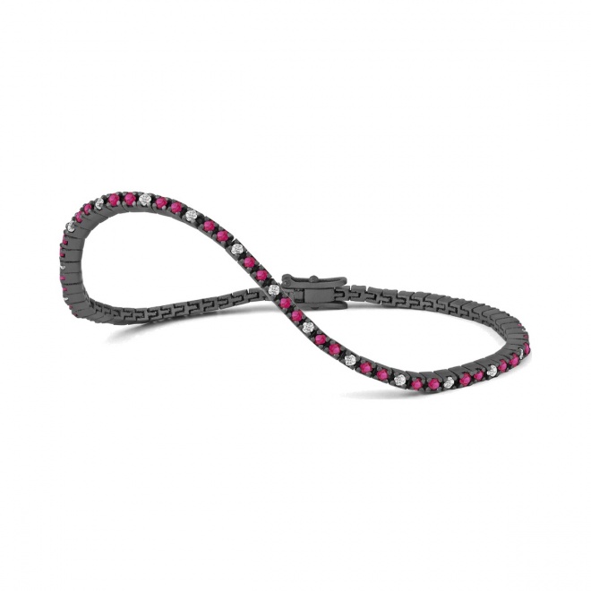 Pulsera Rivière de titanio con rubí y diamantes