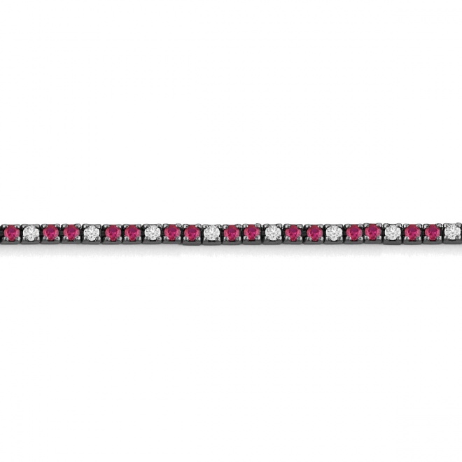 Pulsera Rivière de titanio con rubí y diamantes