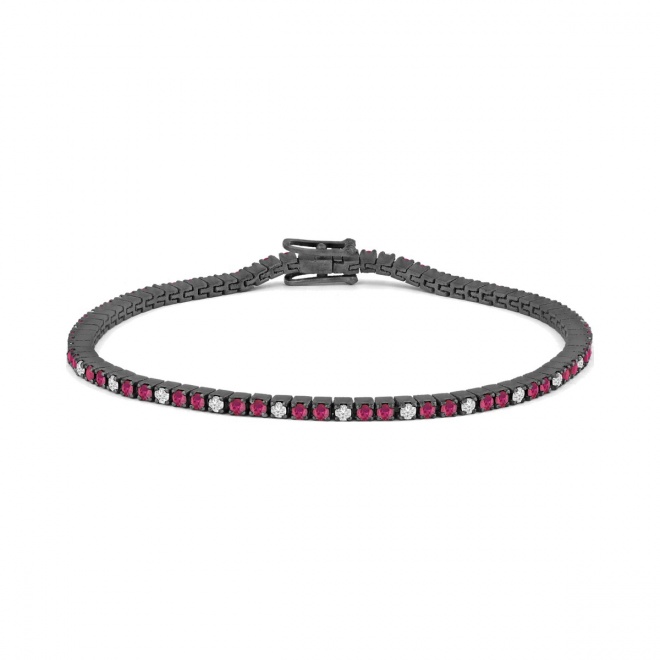 Pulsera Rivière de titanio con rubí y diamantes