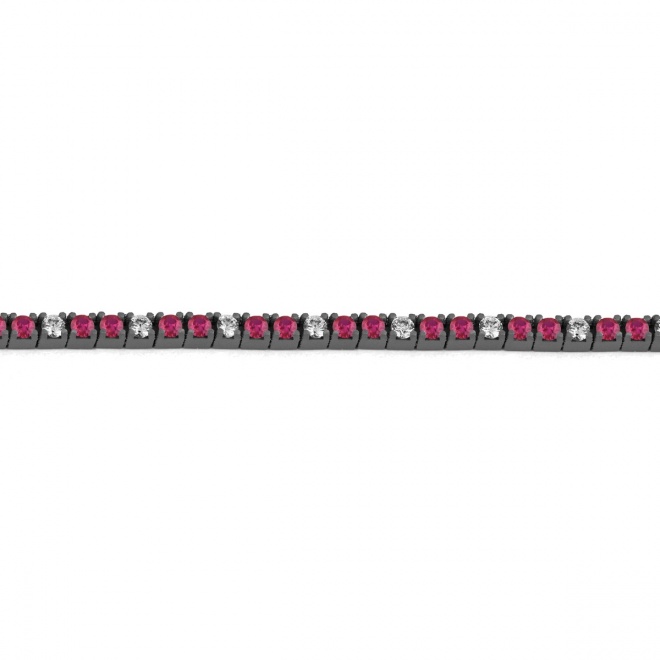 Pulsera Rivière de titanio con rubí y diamantes