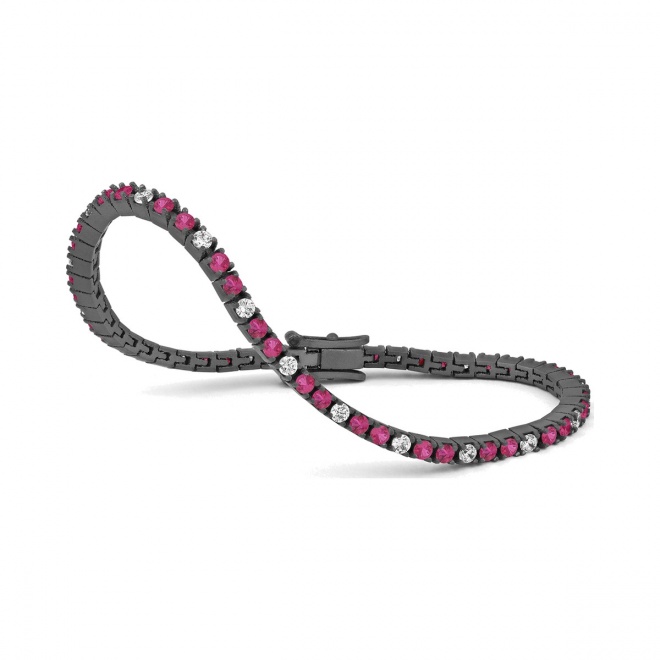 Pulsera Rivière de titanio con rubí y diamantes