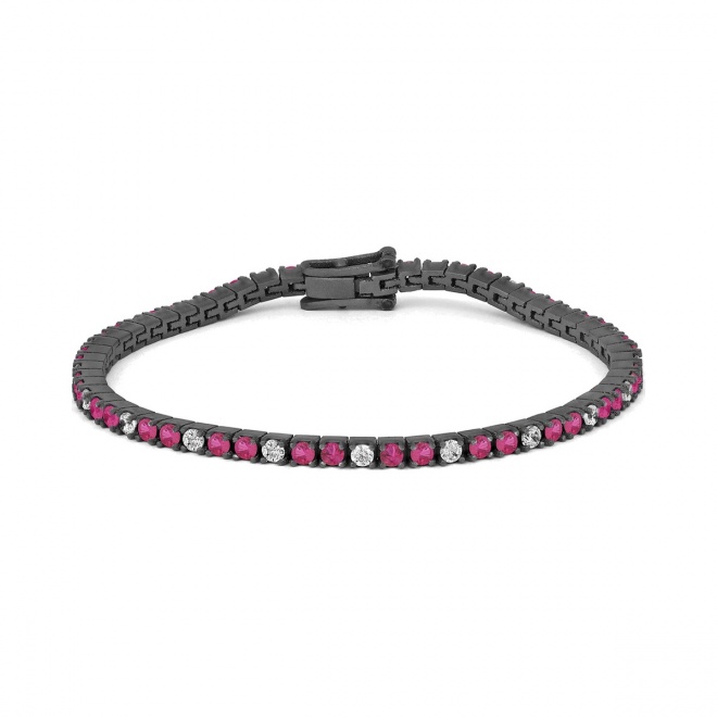 Pulsera Rivière de titanio con rubí y diamantes