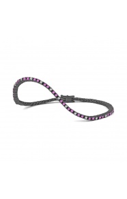 Pulsera Rivière de titanio con zafiro rosa y diamantes