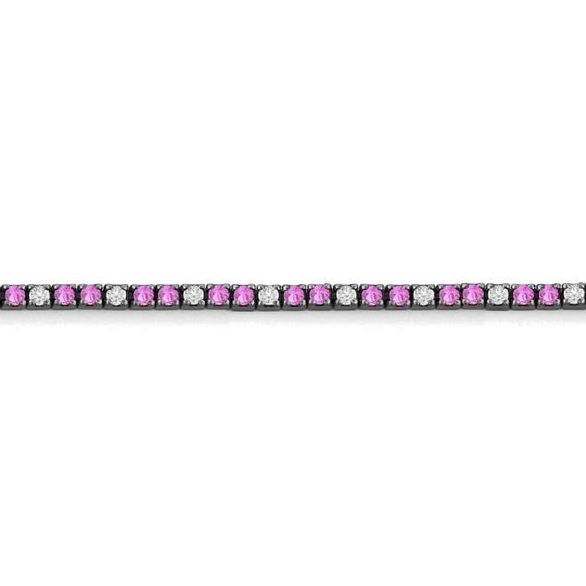 Pulsera Rivière de titanio con zafiro rosa y diamantes