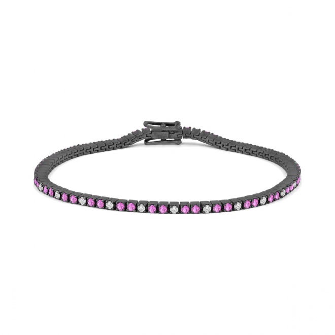 Pulsera Rivière de titanio con zafiro rosa y diamantes