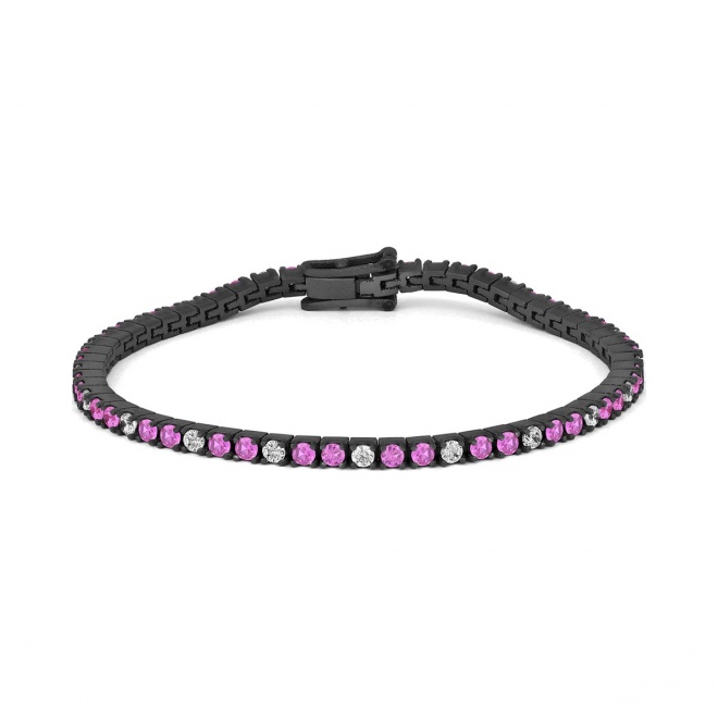 Pulsera Rivière de titanio con zafiro rosa y diamantes