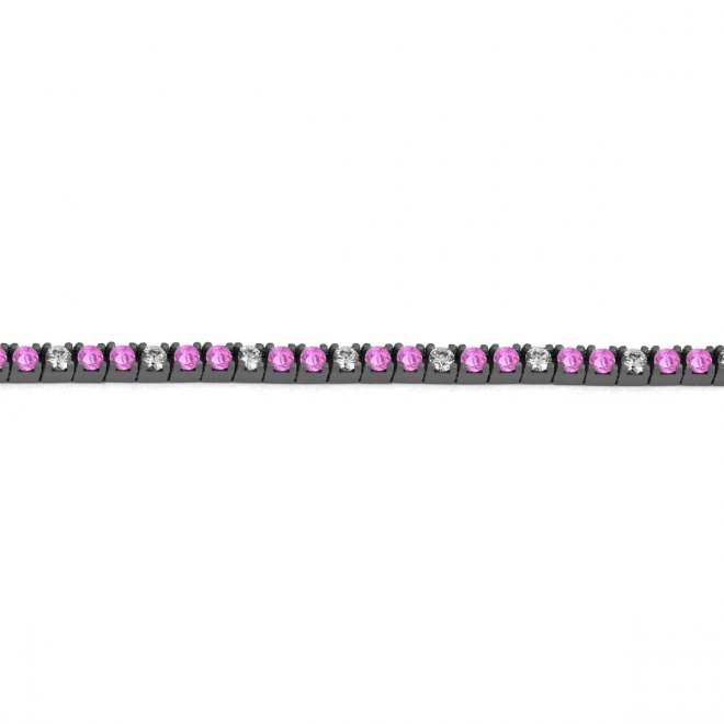 Pulsera Rivière de titanio con zafiro rosa y diamantes