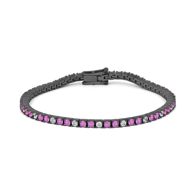 Pulsera Rivière de titanio con zafiro rosa y diamantes