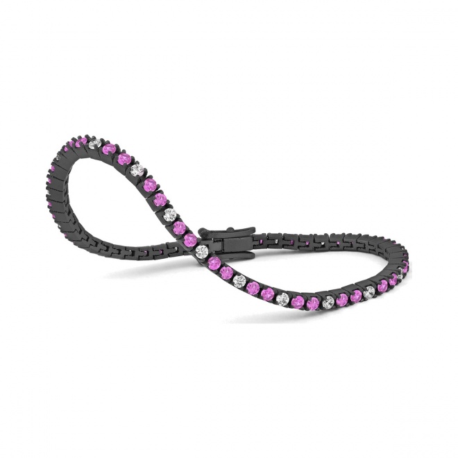 Pulsera Rivière de titanio con zafiro rosa y diamantes