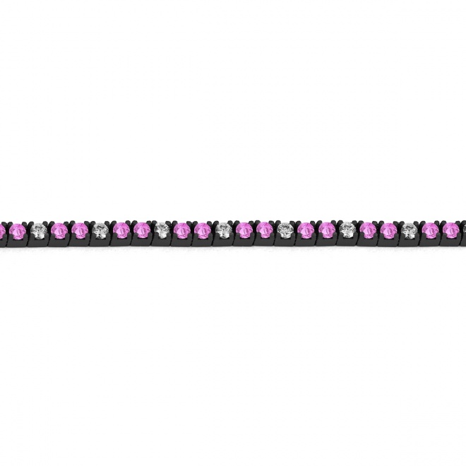 Pulsera Rivière de titanio con zafiro rosa y diamantes