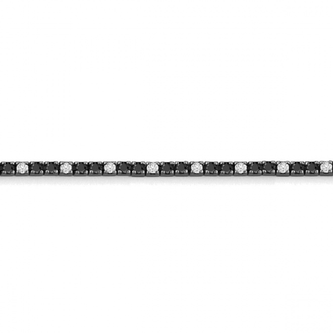 Pulsera Rivière de titanio con diamantes negros de 2,00 a 4,20 ct