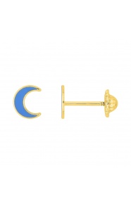 Pendientes de bebé de oro amarillo de 18 Kt con esmalte, luna