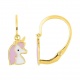 Pendientes de bebé de oro amarillo de 18 Kt con esmalte, unicornio
