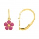 Pendientes de bebé de oro amarillo de 18 Kt con esmalte, flor, cierre catalán