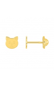Pendientes de bebé de oro amarillo de 18 Kt, gato