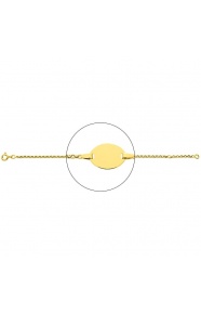 Pulsera infantil con placa ovalada de oro amarillo de 18 Kt, cadena forzada