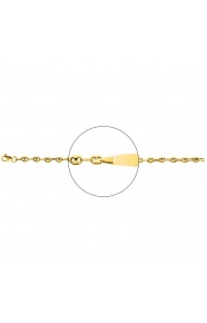 Pulsera infantil con placa redondeada de oro amarillo de 18 Kt, cadena grano de café gruesa