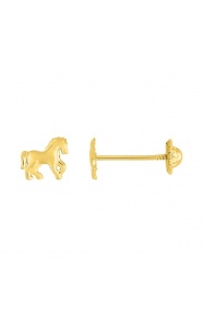 Pendientes de bebé de oro amarillo de 18 Kt, caballo