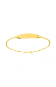 Esclava infantil de oro amarillo de 18 Kt con placa, modelo grueso