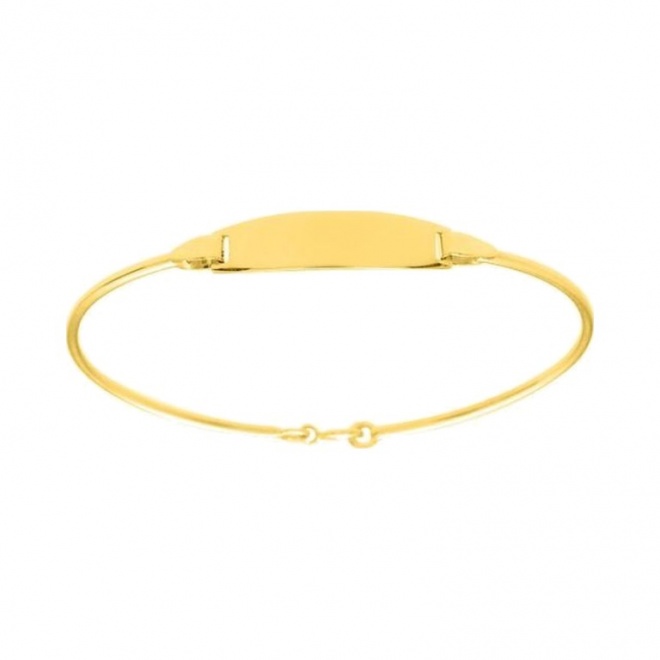 Esclava infantil de oro amarillo de 18 Kt con placa, modelo grueso