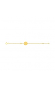 Pulsera infantil de oro amarillo de 18 Kt, disco y mariposa