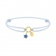 Pulsera infantil de oro amarillo de 18 Kt y cordón azul, estrella esmaltada y bolita