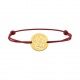 Pulsera infantil de oro amarillo de 18 Kt y cordón rojo, medalla calada de ángel