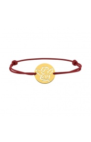 Pulsera infantil de oro amarillo de 18 Kt y cordón rojo, medalla calada de ángel