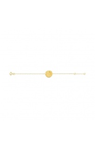 Pulsera infantil de oro amarillo de 18 Kt, medalla redonda de ángel