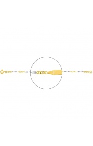 Pulsera infantil con placa recta de oro bicolor de 18 Kt, cadena marinera de 3 mm