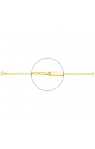 Pulsera infantil con placa recta de oro amarillo de 18 Kt, cadena de eslabón alargado de 2 mm