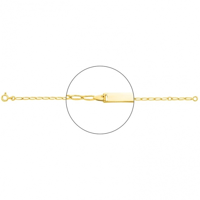 Pulsera infantil con placa recta de oro amarillo de 18 Kt, cadena de eslabón alargado de 2 mm