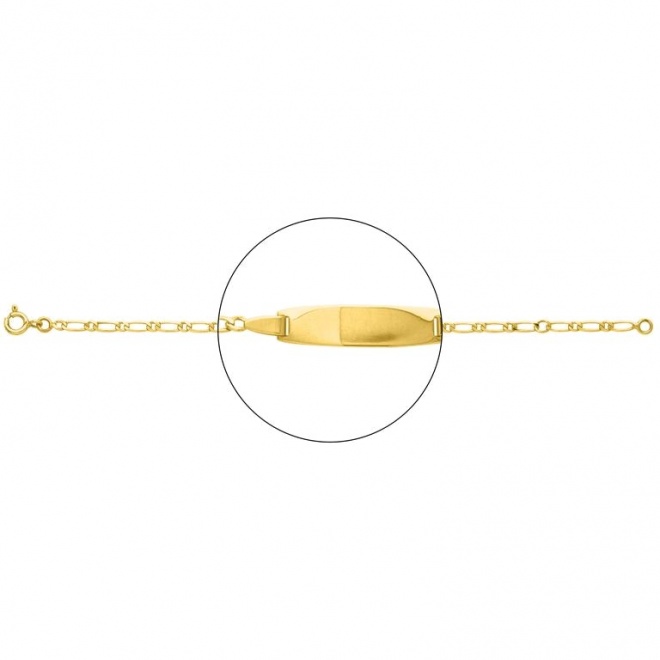 Pulsera infantil con placa redondeada de oro amarillo de 18 Kt, cadena cartier de 2,5 mm