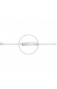 Pulsera infantil con placa recta de oro blanco de 18 Kt, cadena cartier de 2,5 mm