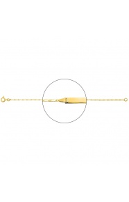 Pulsera infantil con placa recta de oro amarillo de 18 Kt, cadena cartier barbada de 1,4 mm