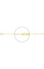 Pulsera infantil con placa con corona tallada de oro amarillo de 18 Kt, cadena cartier barbada de 1,4 mm