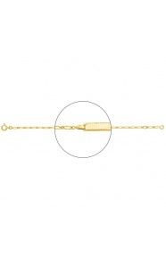 Pulsera infantil con placa de borde trenzado de oro amarillo de 18 Kt, cadena cartier barbada de 1,7 mm