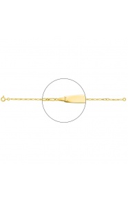 Pulsera infantil con placa redondeada de oro amarillo de 18 Kt, cadena cartier barbada de 1,7 mm