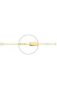 Pulsera infantil con placa recta de oro amarillo de 18 Kt, cadena cartier barbada de 1,7 mm