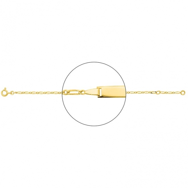 Pulsera infantil con placa recta de oro amarillo de 18 Kt, cadena cartier barbada de 1,7 mm