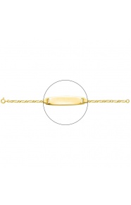 Pulsera infantil con placa redondeada de oro amarillo de 18 Kt, cadena cartier barbada de 2,5 mm