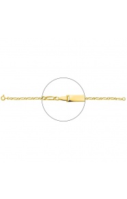 Pulsera infantil con placa recta de oro amarillo de 18 Kt, cadena cartier barbada de 2,5 mm