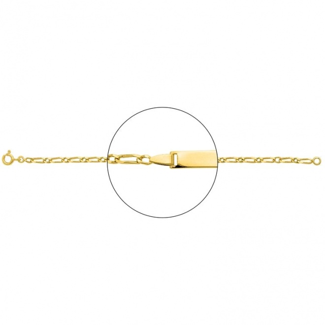 Pulsera infantil con placa recta de oro amarillo de 18 Kt, cadena cartier barbada de 2,5 mm
