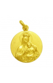 Medalla Virgen del Carmen Corona de oro amarillo de 18 Kt