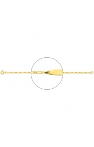Pulsera infantil con placa redondeada de oro amarillo de 18 Kt, cadena cartier barbada de 2 mm