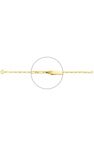 Pulsera infantil con placa recta de oro amarillo de 18 Kt, cadena cartier barbada de 2 mm