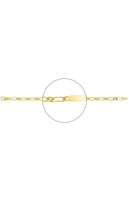 Pulsera infantil con placa recta de oro amarillo de 18 Kt, cadena cartier barbada de 3 mm