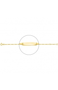 Pulsera infantil con placa redondeada de oro amarillo de 18 Kt, cadena cartier 3+1 de 1,7 mm