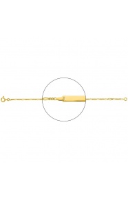Pulsera infantil con placa recta de oro amarillo de 18 Kt, cadena cartier 3+1 de 1,7 mm